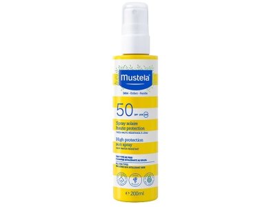 Mustela High Protection Sun Spray SPF50, Αντηλιακό Σώματος & Προσώπου Υψηλής Προστασίας, 200ml