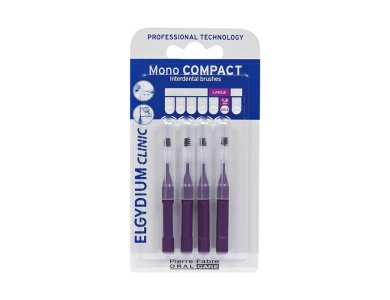 Elgydium Clinic Mono Compact Interdental Brushes Purple, Μεσοδόντια Βουρτσάκια Μωβ 0.8, 4τμχ