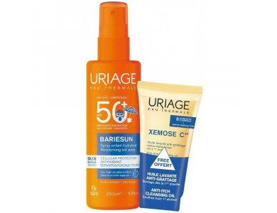 Uriage Set Bariesun Spray SPF50+ Αδιάβροχο Παιδικό Αντηλιακό 200ml + Xemose Cleansing Soothing Oil Καταπραϋντικό Λάδι Καθαρισμού 50ml