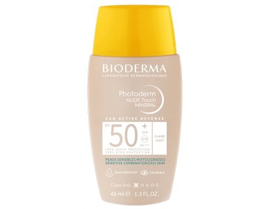 Bioderma Photoderm Nude Touch SPF 50+ Light Λεπτόρρευστο Αντηλιακό με Ελαφριά Κάλυψη & Ματ Αποτέλεσμα για Μεικτό προς Λιπαρό Δέρμα, 40ml