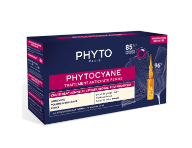 Phyto Phytocyane Reactional Hair Loss Treatment for Women, Αγωγή για την Αντιδραστική Γυναικεία Τριχόπτωση, 12amp x 5ml