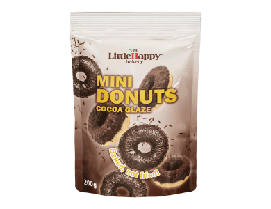 Τhe Little Happy Mini Donuts Cocoa Glaze, Ατομικά Donuts με Επικάλυψη Σοκολάτας, 200g