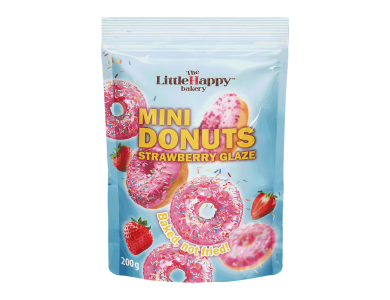 Τhe Little Happy Mini Donuts Strawberry Glaze, Ατομικά Donuts με Επικάλυψη Φράουλας, 200g