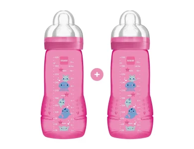 Mam Promo Easy Active Baby Bottle Μπιμπερό Με Θηλή Σιλικόνης 4m+, Κορίτσι, 2x330ml