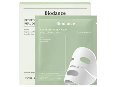 Biodance Refreashing Sea Kelp Real Deep Mask, Αναζωογονητική Μάσκα Βαθιάς Δράσης με θαλάσσια Φύκια - Μάσκα προσώπου υδρογέλης 4τμχ