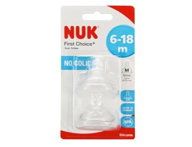 Nuk First Choice+, Θηλές Σιλικόνης No Colic 6-18m, 2τεμ