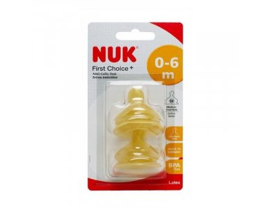 Nuk First Choice+ Θηλή Latex Medium 0-6m, 2τεμ