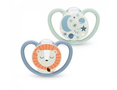 NUK Space Night Πιπίλα Σιλικόνης 18-36 μηνών 2τμχ.