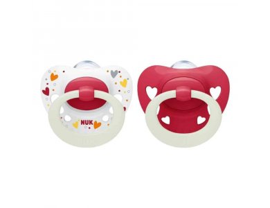 Nuk Signature Night, Πιπίλα Σιλικόνης με Θήκη 6-18 Μηνών, 2τεμ