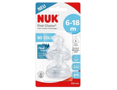 Nuk First Choice Plus Θηλές Σιλικόνης Flow Control 6-18m, 2τεμ