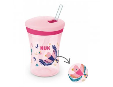 Nuk Action Cup Ποτηράκι που Αλλάζει Χρώμα με Καλαμάκι για 12m+, 230ml