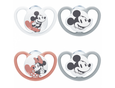 Nuk Space Mickey & Minnie, Ορθοδοντική Πιπίλα Σιλικόνης Μεγ.1 με Θήκη 0-6m, 1τμχ