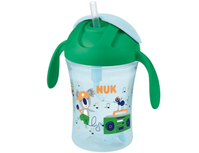 NUK Motion Cup, Παιδικό Ποτηράκι με Λαβές και Καλαμάκι σε Κίτρινο ή Πράσινο Χρώμα για 8m+, 230ml