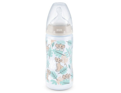 Nuk First Choice Plus Disney The Lion King, Πλαστικό Μπιμπερό με Δείκτη Ελέγχου Θερμοκρασίας 6-18m, 300ml