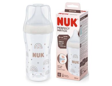 Nuk Perfect Match, Πλαστικό Μπιμπερό Μέγεθος M 3m+, 260ml