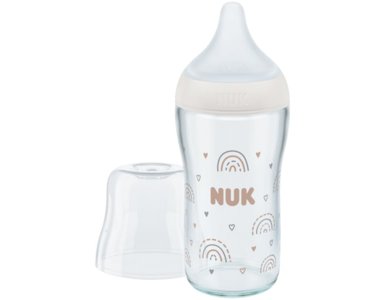 Nuk Perfect Match Γυάλινο Μπιμπερό με Δείκτη Ελέγχου Θερμοκρασίας 3m+, 230ml