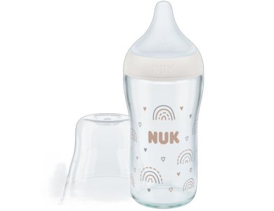 Nuk Perfect Match Temperature Control Γυάλινο Μπιμπερό με Θηλή Σιλικόνης 3m+, 230ml, 1τμχ