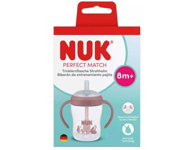 Nuk Perfect Match Εκπαιδευτικό Ποτήρι με Καλαμάκι Σιλικόνης 8m+, 150ml