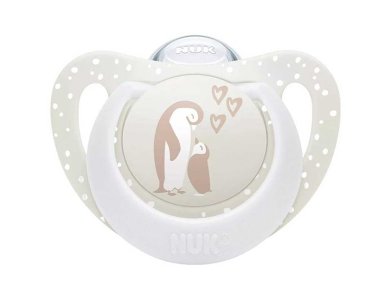 NUK First Choice Πιπίλα Σιλικόνης με Θήκη Πινγκουίνος, 0-6m, 1τεμ