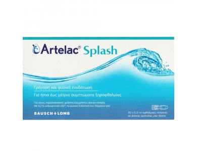 Bausch & Lomb Artelac Splash, Οφθαλμικές Σταγόνες για Φυσική Ενυδάτωση & Λίπανση με Υαλουρονικό Οξύ, 30x0,5ml
