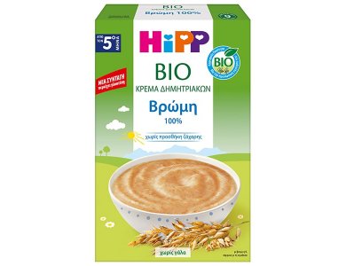 Hipp Bio, Κρέμα Βρώμη με Γλουτένη χωρίς Γάλα για 5m+, 200gr