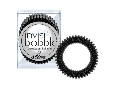 Invisibobble Slim True Black, Λαστιχάκια Μαλλιών για όλες τις ηλικίες, για κάθε στυλ & τύπο μαλλιών, 3τμχ