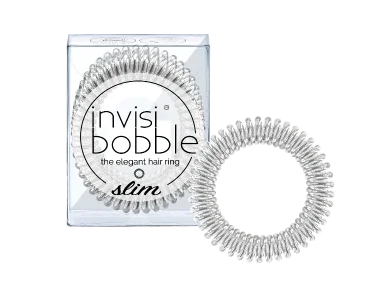 Invisibobble Slim Chrome Sweet Chrome Hair Ring,  Λεπτό Λαστιχάκι Μαλλιών Ασημί, 3τμχ