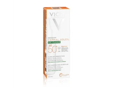 Vichy Capital Soleil UV-Clear SPF50+ Λεπτόρρευστο Αντηλιακό Προσώπου Κατά των Ατελειών & της Λιπαρότητας, 40ml