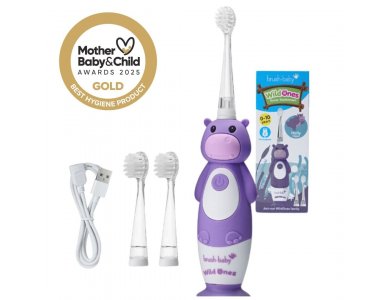 Brush-Baby WildOnes, Επαναφορτιζόμενη Ηλεκτρική Οδοντόβουρτσα Ιπποπόταμος 0-10 ετών, 1τμχ