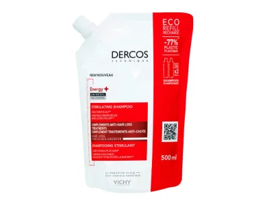 VIichy Dercos Energy+ Stimulating Shampoo Refill, Δυναμωτικό Σαμπουάν Κατά της Τριχόπτωσης, Ανταλλακτικό, 500ml