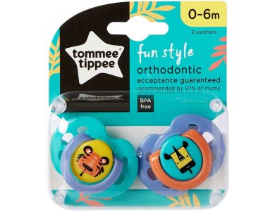 Tommee Tippee Πιπίλες Σιλικόνης Fun για Μωράκια από 0-6 Μηνών, 2τμχ