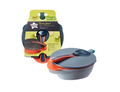 Tommee Tippee Σετ Μπoλ Φαγητού-Προστατευτικό Κάλυμμα & Κουτάλι Μεγάλο, 7m+
