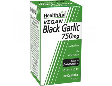Health Aid Black Garlic 750mg, Συμπλήρωμα Διατροφής Εκχυλίσματος Μαύρου Σκόρδου για την Καλή Υγεία του Καρδιαγγειακού Συστήματος, 30caps