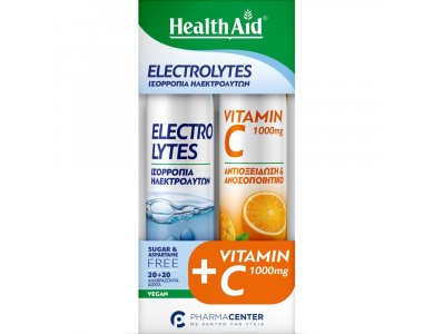 Health Aid Promo Pack Electrolytes, 20tabs & Vitamin C 1000mg, 20tabs, 1σετ