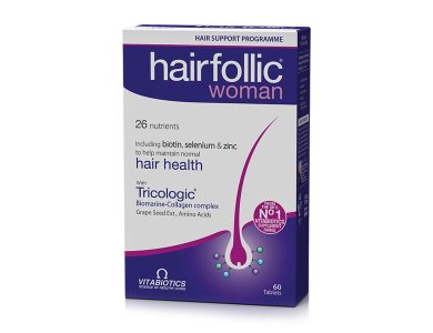 Vitabiotics Wellwoman Hairfolic Tricologic, Συμπλήρωμα Διατροφής για Γυναίκες που Δρα & Ενισχύει την Υγεία του Τριχωτού της Κεφαλής, 60tabs
