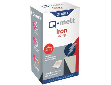 Quest Q-Melt Iron 20mg, Συμπλήρωμα Διατροφής Σιδήρου, 30ταινίες