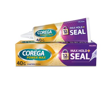 Corega Max Hold+Seal Στερεωτική Κρέμα Τεχνητής Οδοντοστοιχίας για Προστασία από την Εισχώρηση Τροφών, 40gr