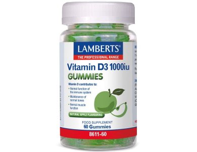 Lamberts Vitamin D3 1000iu Gummies με Φυσική Γεύση Μήλου, 60gummies