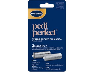 Scholl Pedi Perfect Recharge NanoTech Replacement Head, Ανταλλακτικές Κυλινδρικές Κεφαλές για Ηλεκτρονική Λίμα Ποδιών , 2τμχ