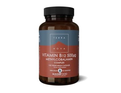 Terranova B12 Complex Methylcobalamin 500mg,  Συμπλήρωμα Διατροφής με Βιταμίνη B12 για τη Φυσιολογική Λειτουργία του Νευρικού Συστήματος 100caps
