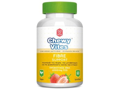 Chewy Vites Adults Fibre Support, Συμπλήρωμα Διατροφής Ενηλίκων Φυτικών Ινών, Ασβεστίου & Χρωμίου, 60 τμχ