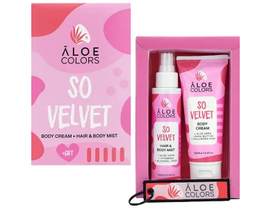 Aloe+Colors So Velvet Gift Set Body Cream-Γαλάκτωμα Σώματος, 100ml & Hair & Body Mist-Ενυδατικό Σπρέι Σώματος & Μαλλιών, 100ml & Δώρο Πολύχρωμο Μπρελόκ