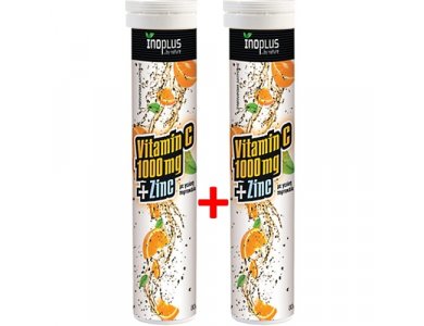 Inoplus Vitamin C 1000mg & Zinc Συμπλήρωμα Διατροφής, 2 x 20 αναβράζοντα δισκία