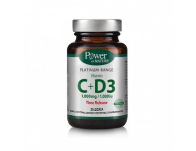 Power Health Platinum Range Vitamin C+D3 1000iu, 30 ταμπλέτες