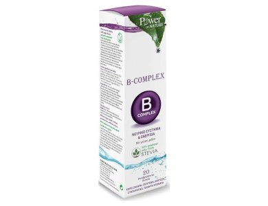 Power Health B Complex & Stevia Συμπλήρωμα Διατροφής Συμπλέγματος Βιταμινών B με Στέβια, 20 Αναβράζοντα Δισκία