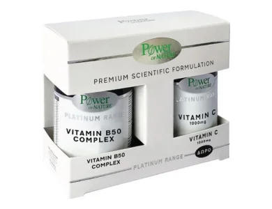 Power Health Πακέτο Platinum Range Premium Scientific Formula Vitamin B50 Complex, 30Caps & Δώρο Vitamin C, 1000mg, 20Caps