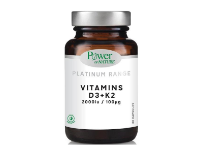Power of Nature Platinum Range D3 2000iu & K2, Συμπλήρωμα διατροφής με βιταμίνες D και K 100μg, 30caps