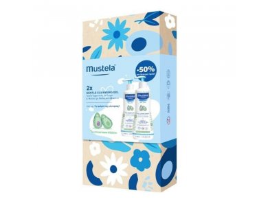 Mustela Gentle Cleansing Gel Promo Pack, Απαλό Αφροντούς για Σώμα & Μαλλιά με Βιολογικό Αβοκάντο, 2x500ml