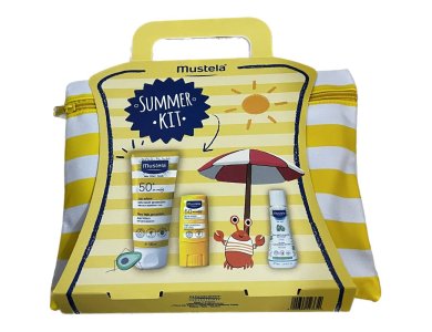 Mustela Summer Kit 2023 Sun Lotion SPF50+ 100ml & Sun Stick SPF50+ 9gr & Δώρο pocket size No rinse cleansing water 50ml + Τσαντάκι για την θάλασσα