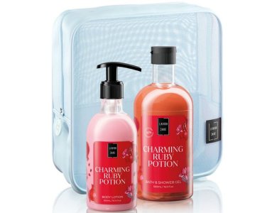 Lavish Care Charming Ruby Potion Body Care Bag Gift Set Περιποίησης Σώματος με Charming Ruby Potion Shower Gel Αφρόλουτρο, 500ml, Body Lotion Κρέμα Σώματος, 300ml & Δώρο Νεσεσέρ, 1σετ